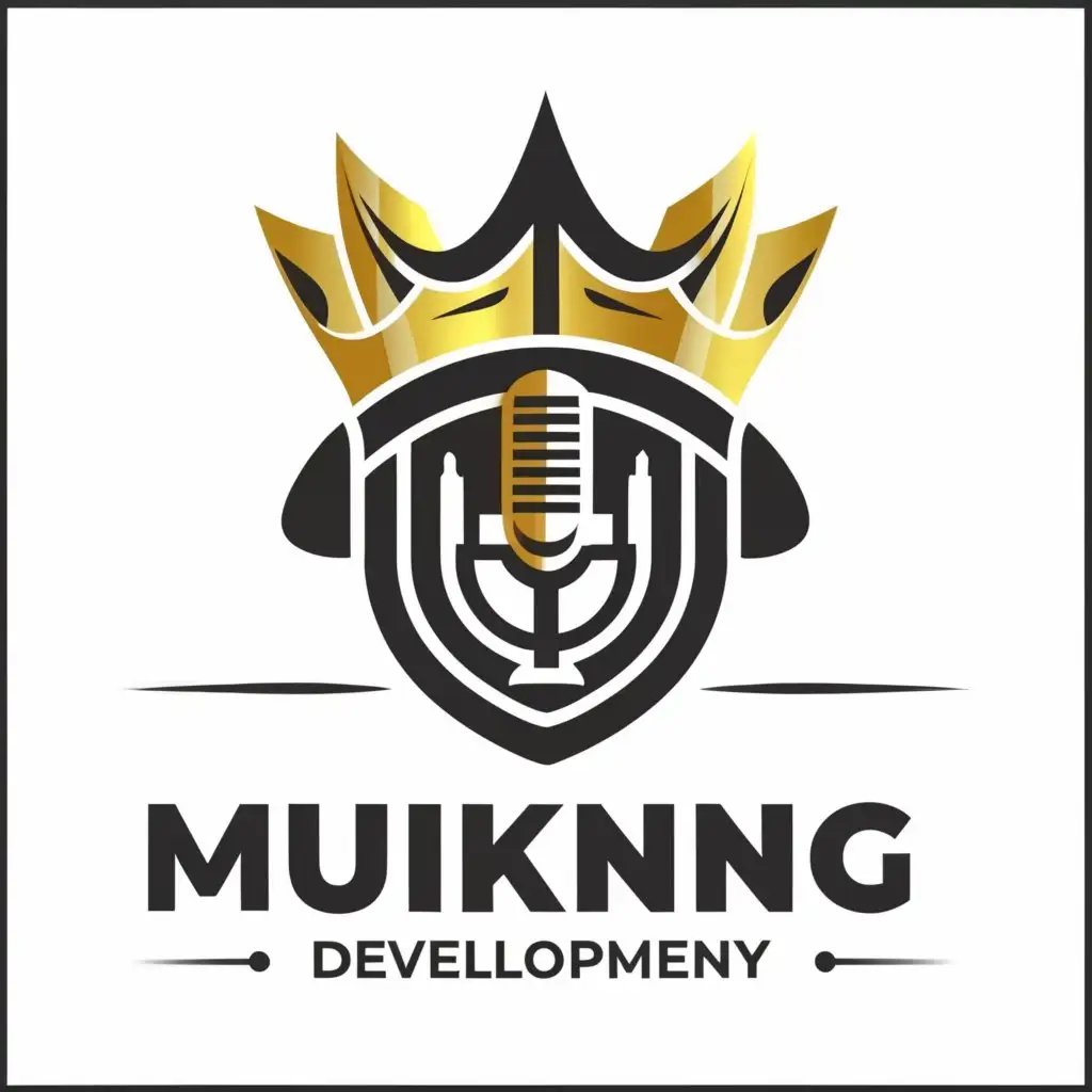 a logo design,with the text "MUSIKING
Recording/Development/Booking", main symbol:crown and shield,complex,be used in Entertainment industry,clear background