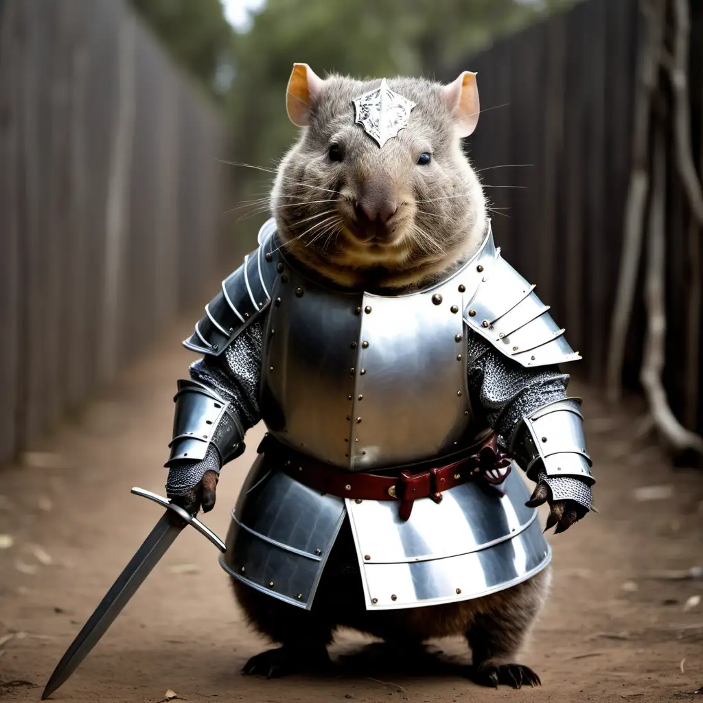 Wombat dressed like a knight
