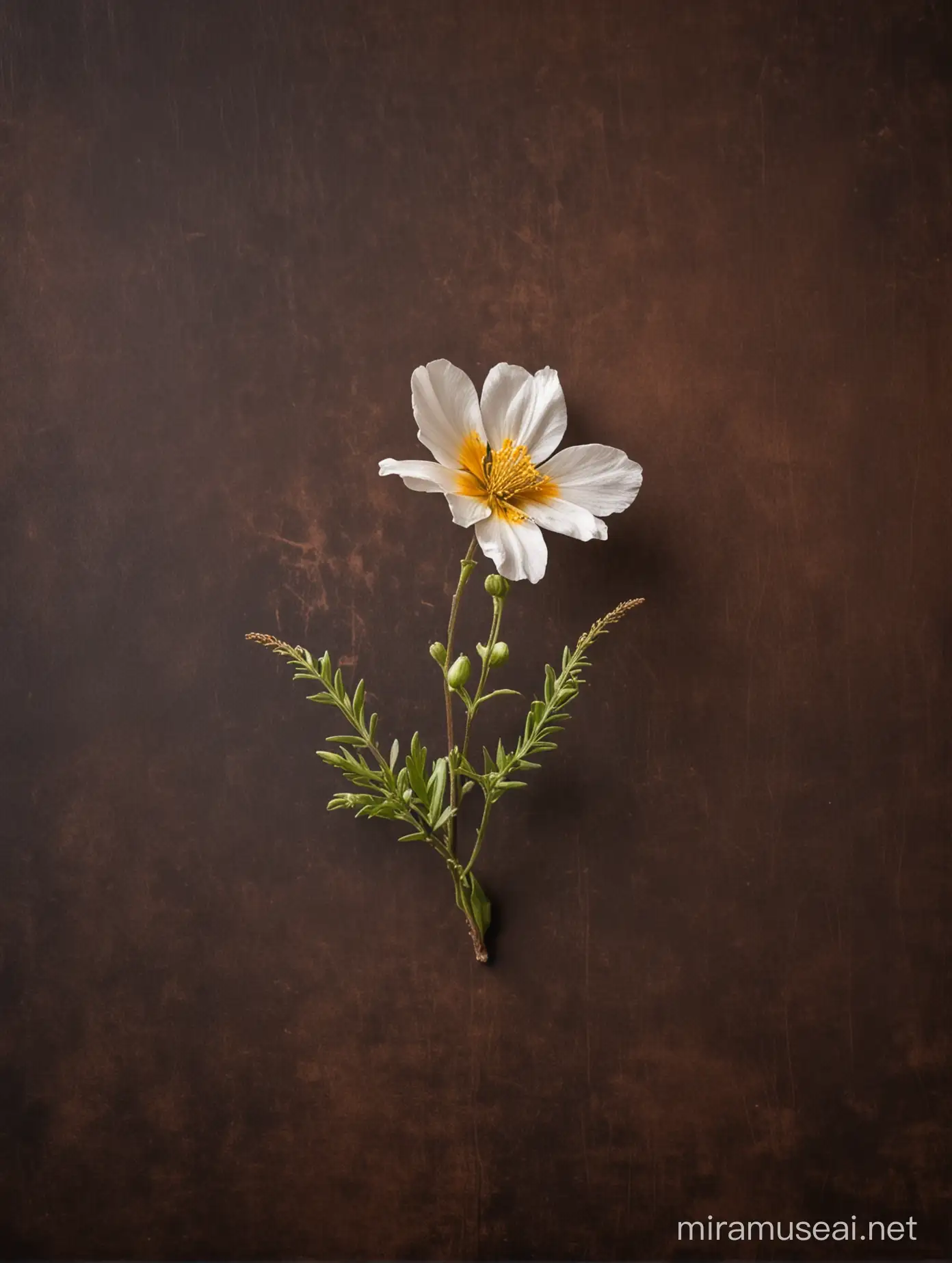 Vibrant Wildflowers on Rustic Brown Background