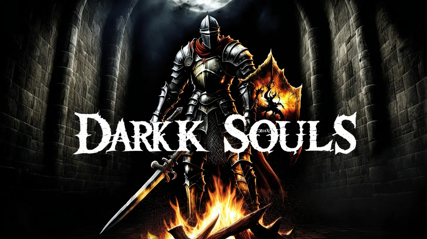 Epic Dark Souls Warrior Confronting Menacing Shadows