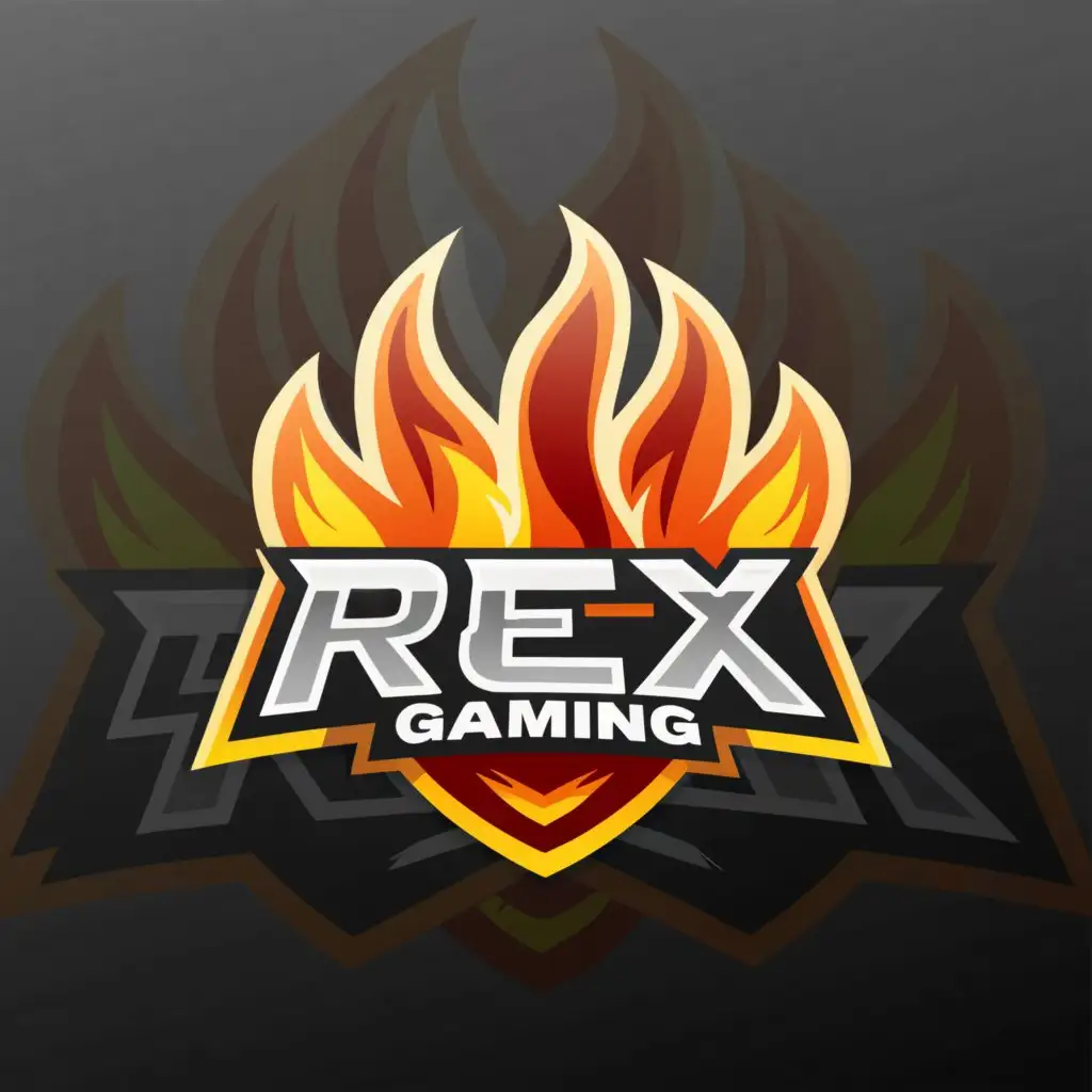 LOGO-Design-For-Rex-Gaming-Fiery-Emblem-on-a-Sleek-Background