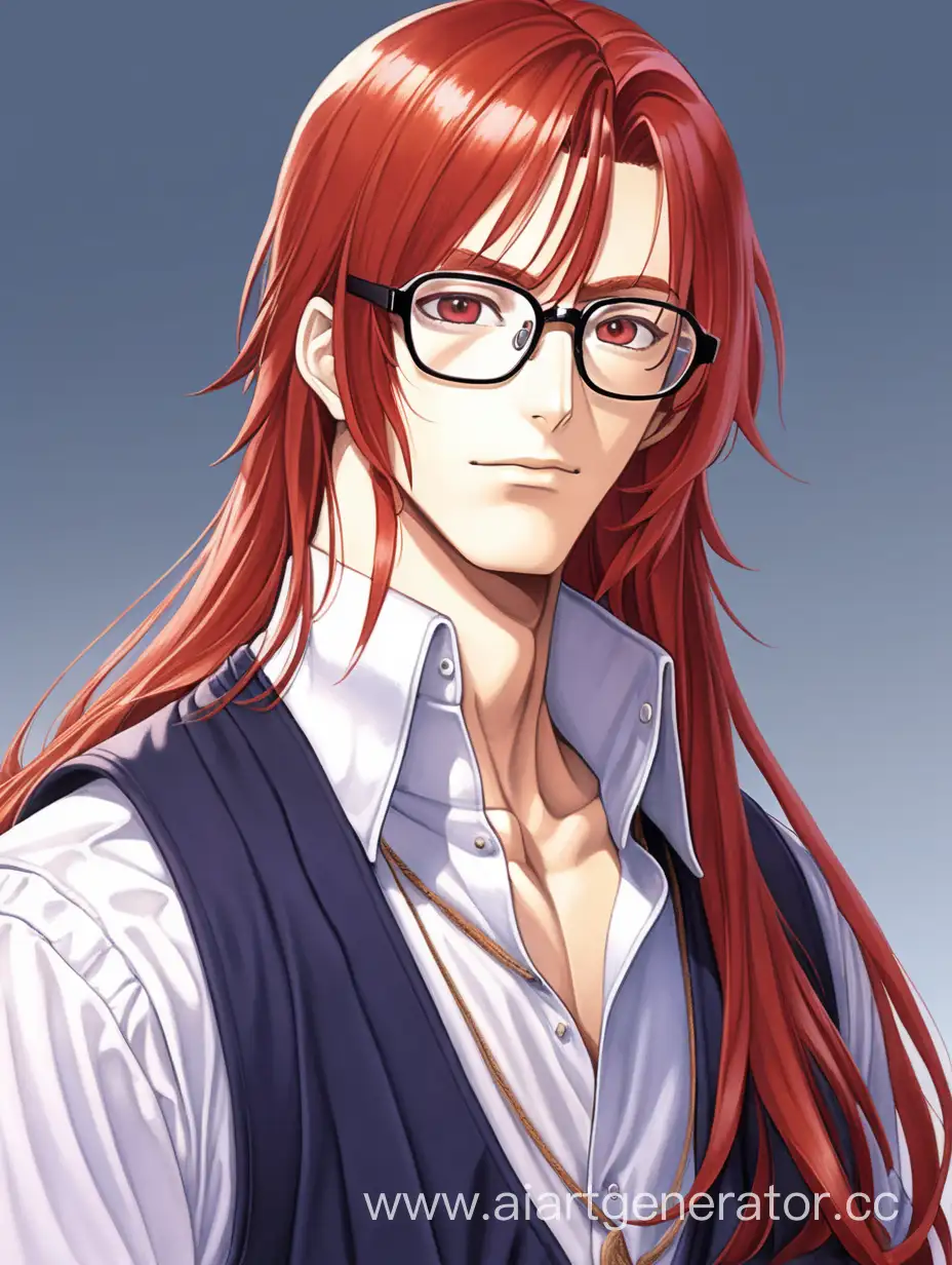 AnimeStyled-RedHaired-Man-at-Dawn-in-Classic-Clothing-and-Glasses
