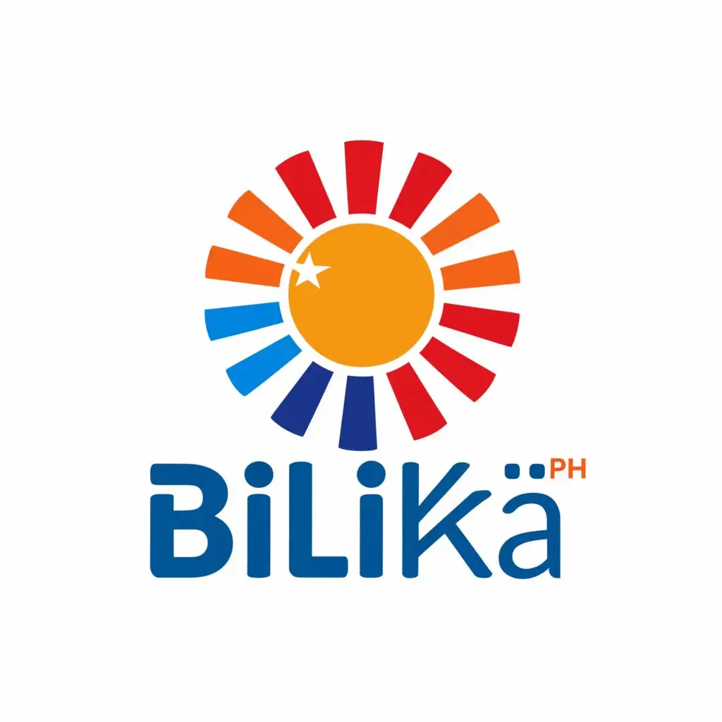 a logo design,with the text "bilika.ph", main symbol:Philippine flag colours, sun, stars & globe,complex,clear background