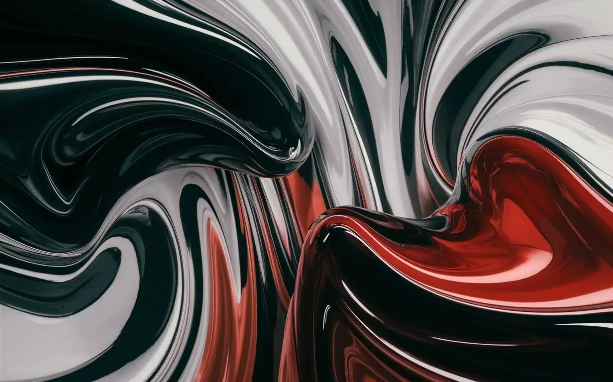 black white red abstract liquid metal
