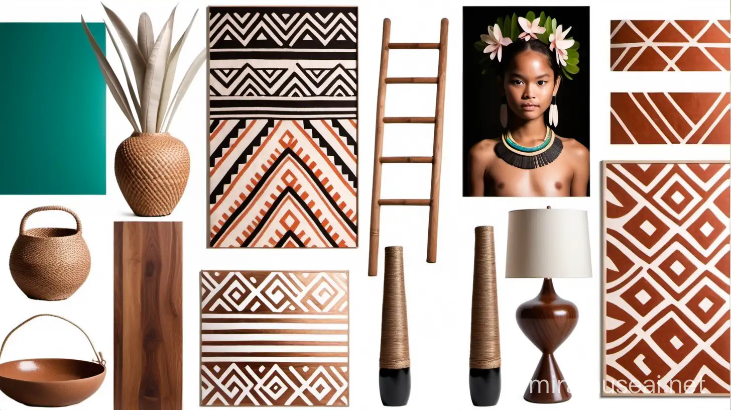 Moodboard inspired by the ethnic group Hiva Oa from marquises islands - modern