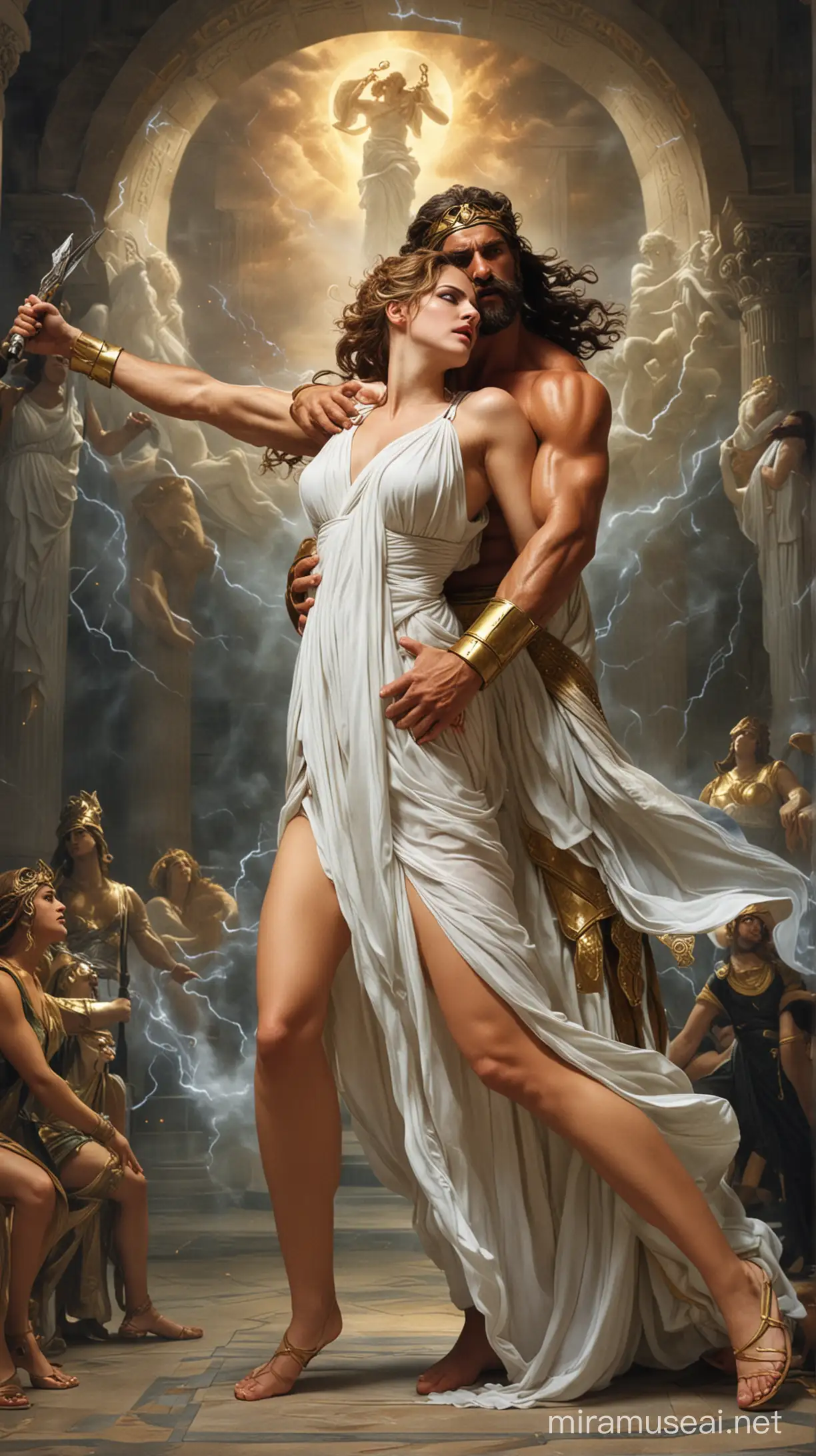 Mythological Encounter Zeus and Heras Divine Power Struggle