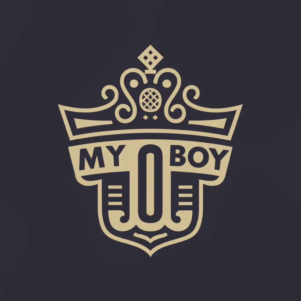 a logo design,with the text "my boy JC", main symbol:crown with a small cross at the top of the crown.
Crown to be located above JC,Moderate,be used in Religious industry,clear background