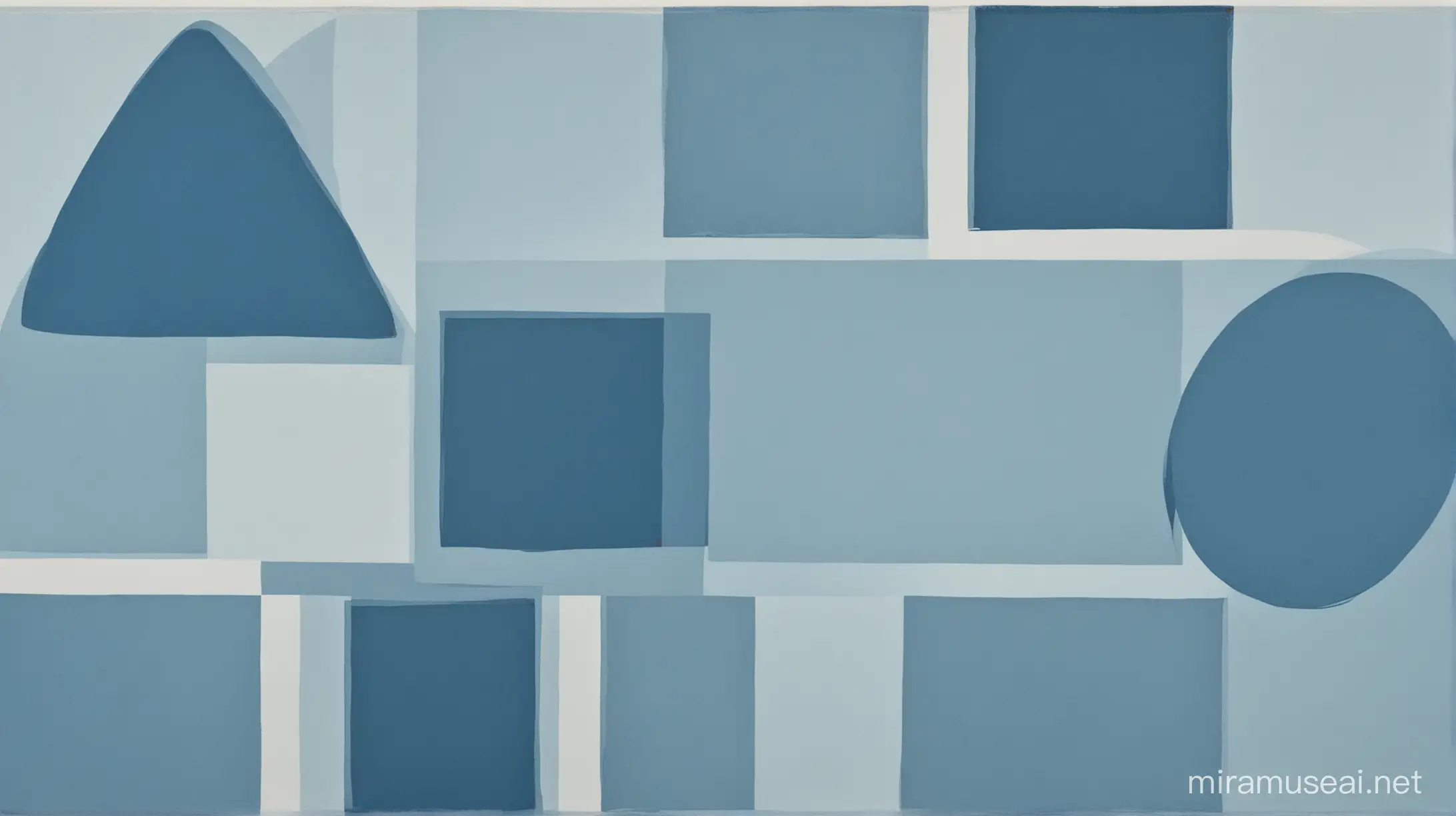 An abstract print of shapes in blue colour