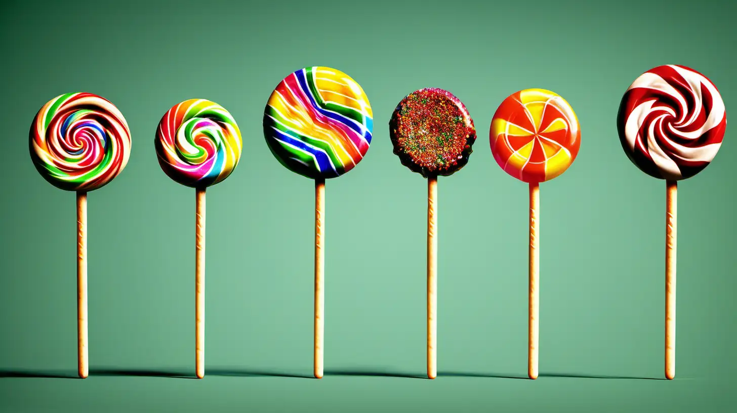 Colorful Array of Various Lollipops Vibrant Candy Display