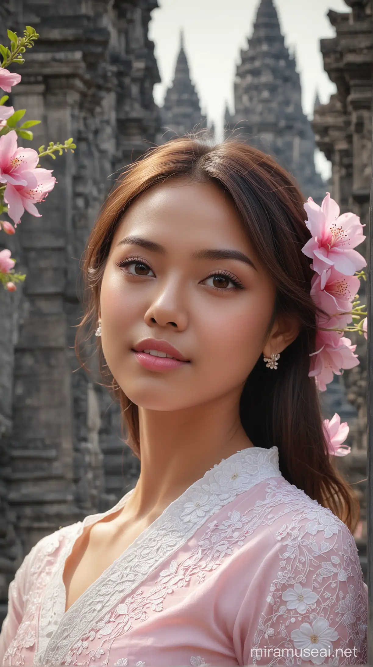 Beautiful Indonesian Girl Portrait at Prambanan Temple