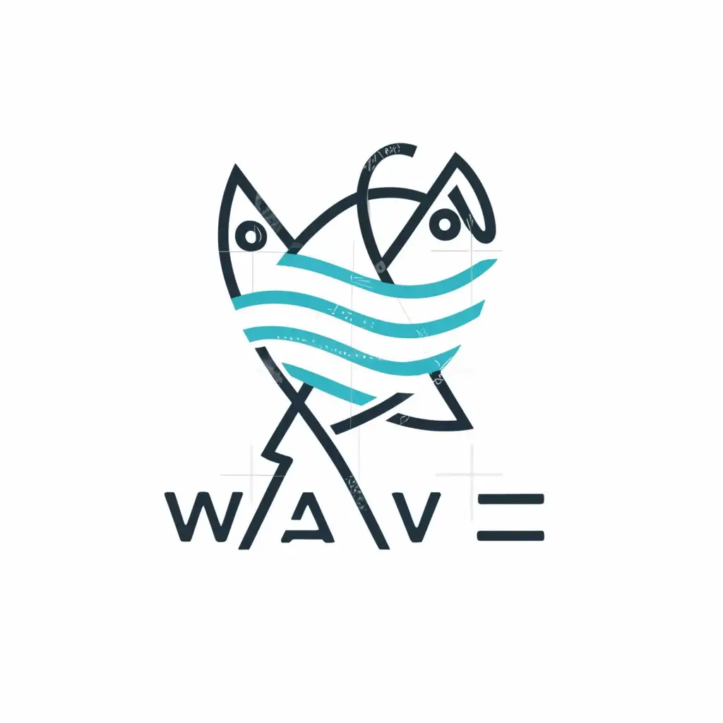 a logo design,with the text "Wave", main symbol:tackle and hook,Minimalistic,be used in Entertainment industry,clear background