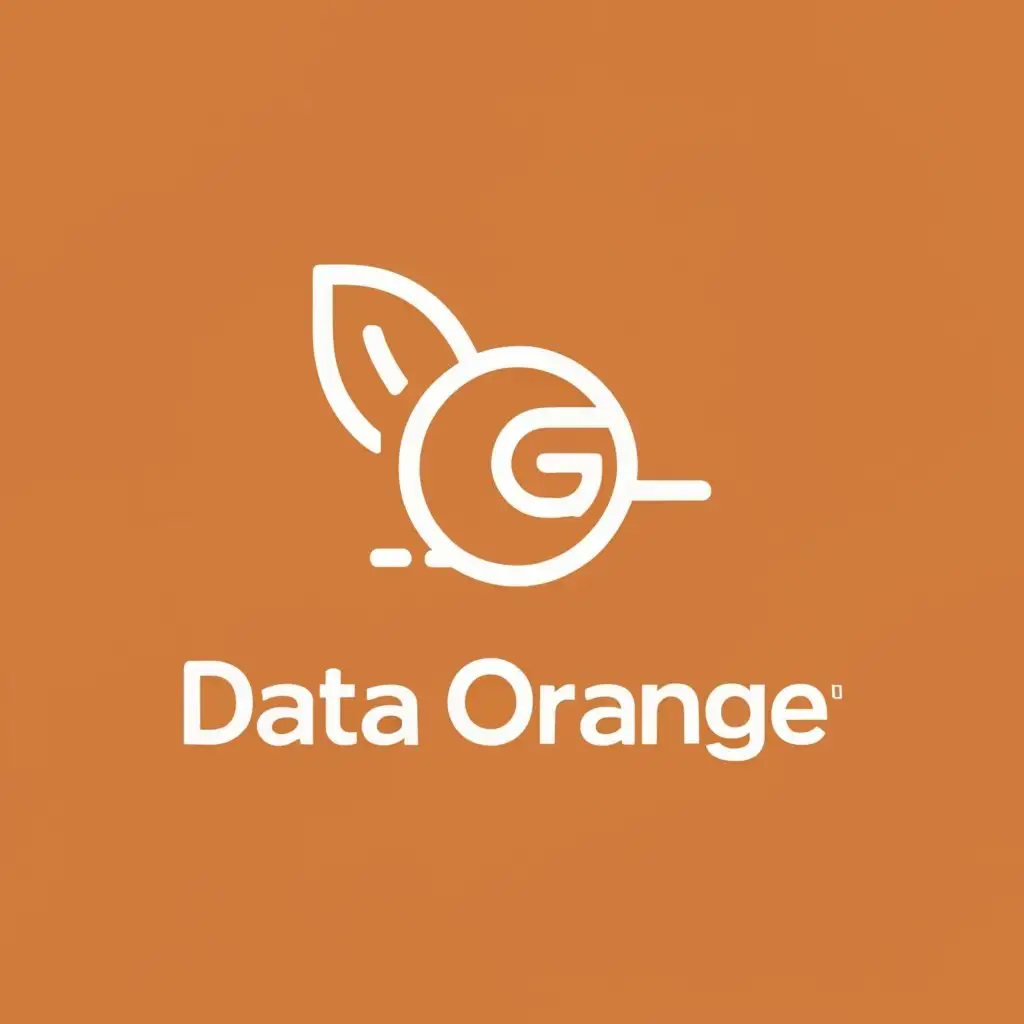 logo, an orange and a leaf drawn by line, with the text "Data Orange", typography, be used in Technology industry
