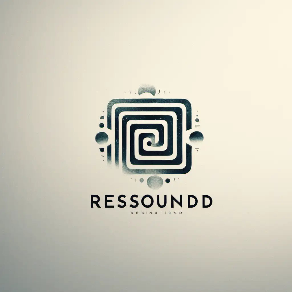 Conceptual logo for a band named RESOUND that contains a hint of sound waves or echo visualisation