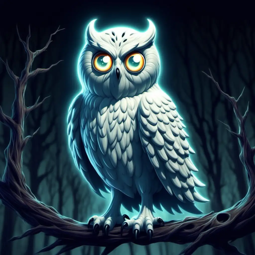 Cartoon Ghost Owl Illustration with Whimsical Charm