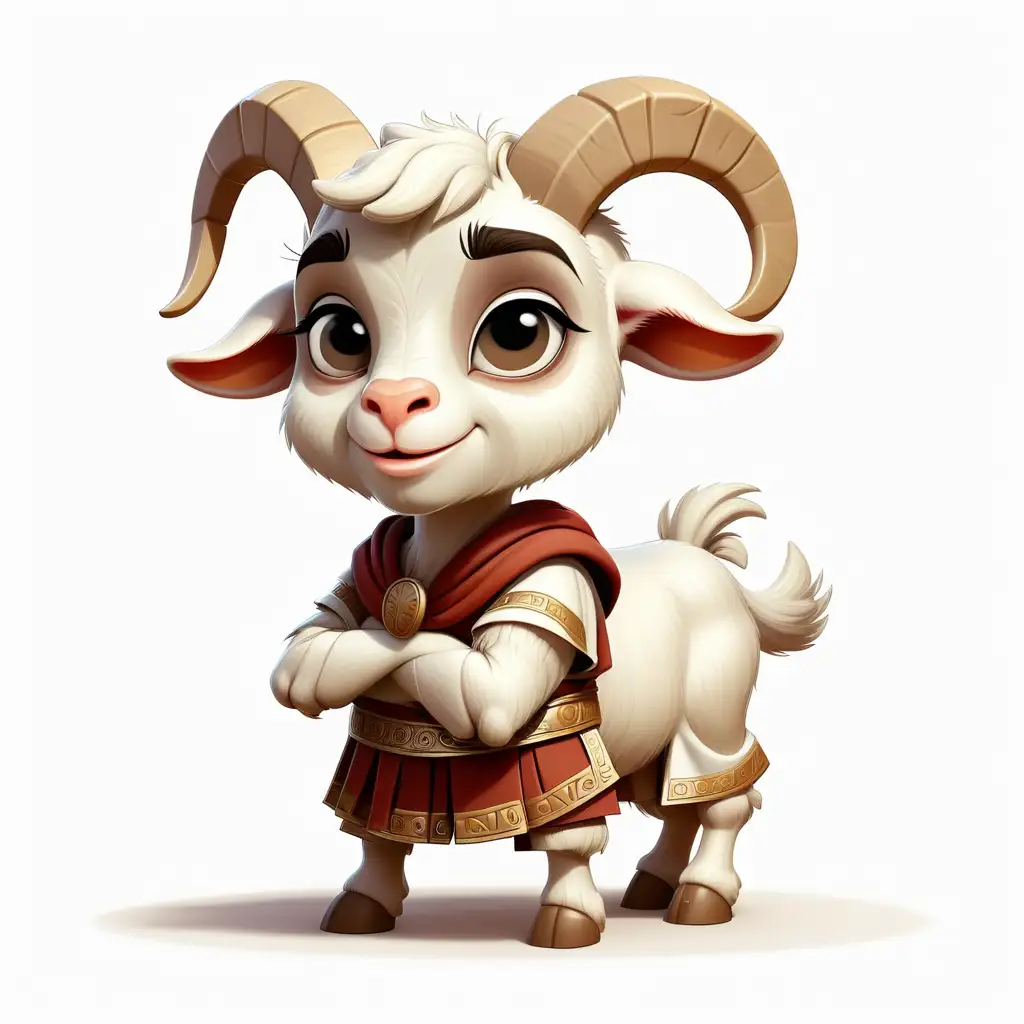 Adorable Cartoon Goat in Roman Attire Clipart