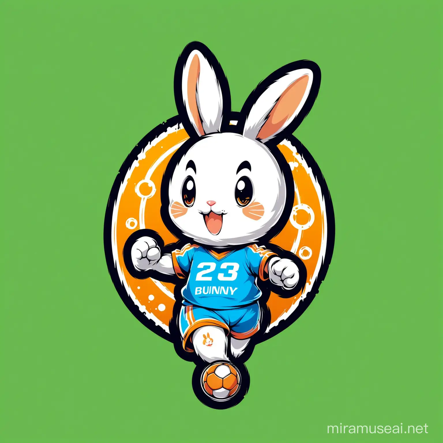 Sporty Bunny Mascot Logo with Full Body Illustration