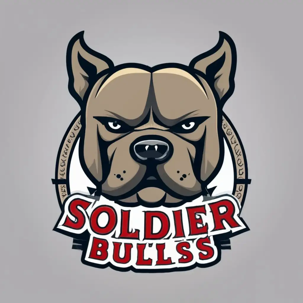 logo, AMERICAN BULLY SOLDADO, with the text "SOLDIER BULLS KENNEL", typography, be used in Animals Pets industry