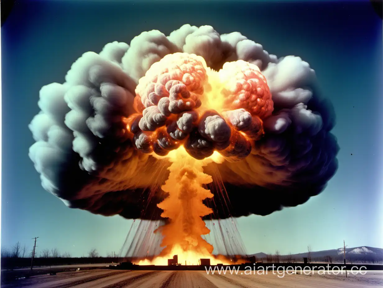 atomic hydrogen bubble dome explosion color photograph