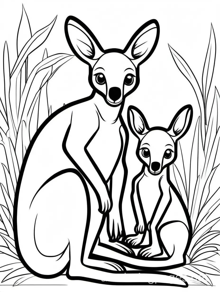 Adorable-Kangaroo-Joey-and-Baby-Coloring-Page-for-Kids-Easy-Line-Art-on-White-Background
