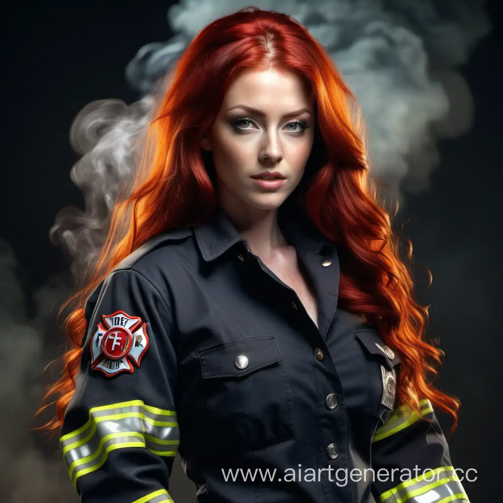 Seductive-RedHaired-Firefighter-Beauty-with-Deep-Neckline