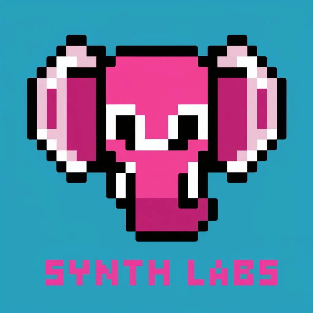 LOGO-Design-For-Synth-Labs-Pixelated-Pink-Elephant-Head-with-90s-Vibe