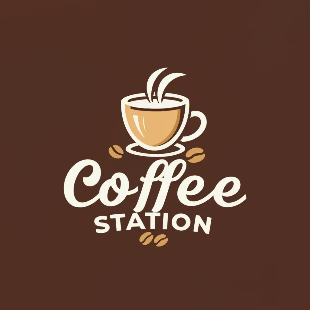 LOGO-Design-For-Coffee-Station-A-Contemporary-Emblem-Featuring-a-Coffee-Icon-for-the-Restaurant-Industry
