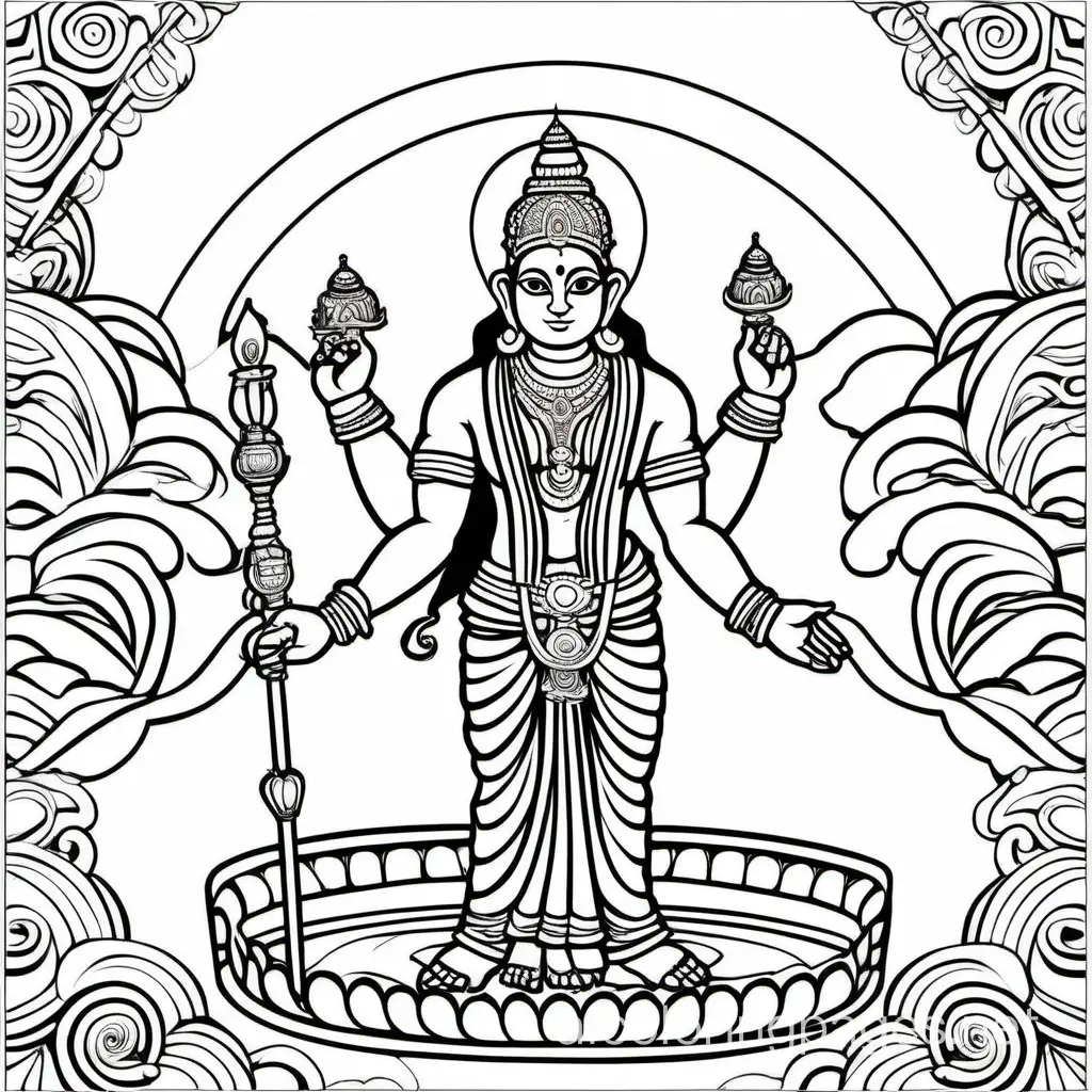 Hindi-God-Coloring-Page-Simple-Line-Art-on-White-Background