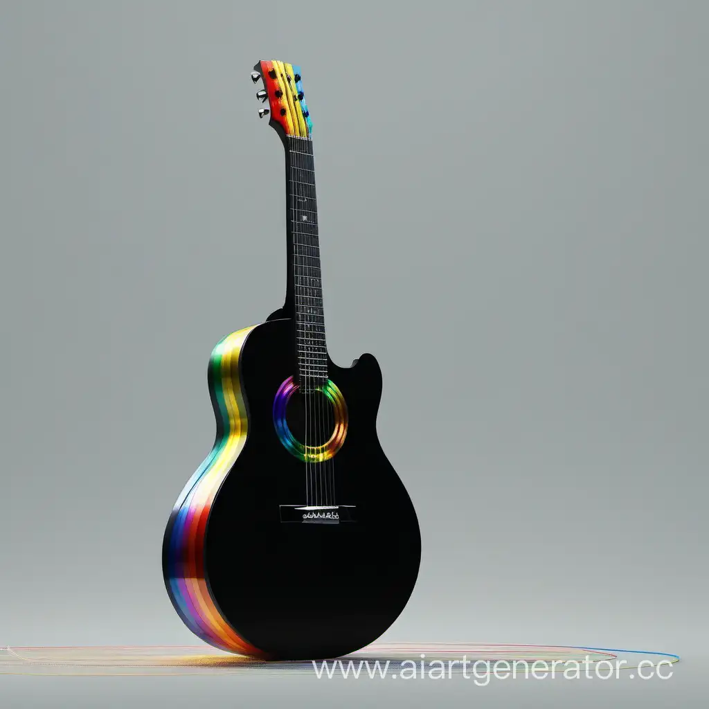 Unique-Black-Guitar-with-Vibrant-Rainbow-Strings