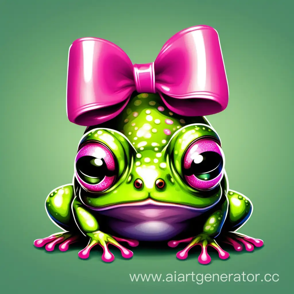 Adorable-Green-Frog-Wearing-a-Cute-Pink-Bow