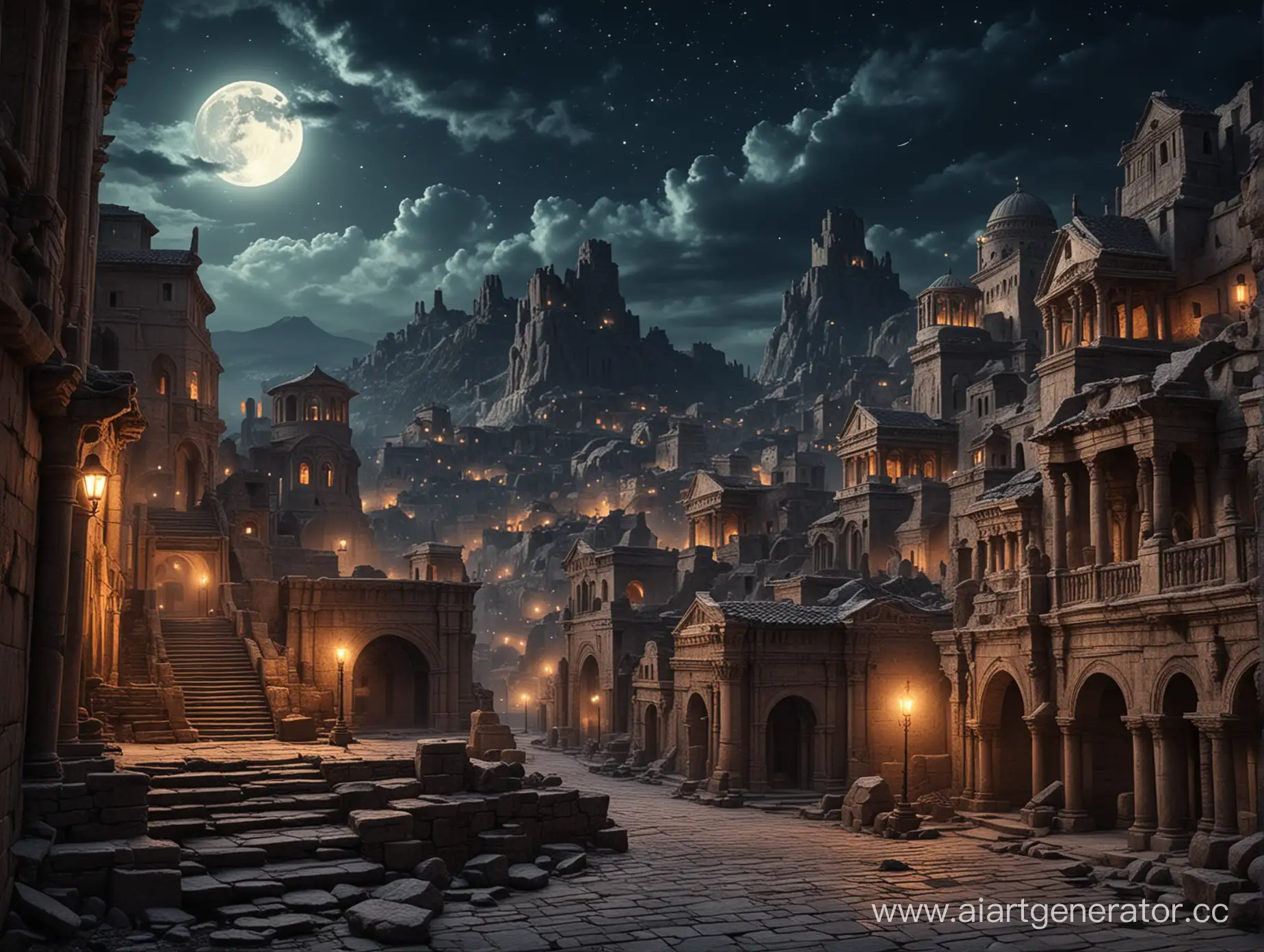 Ancient-City-Under-the-Starry-Sky
