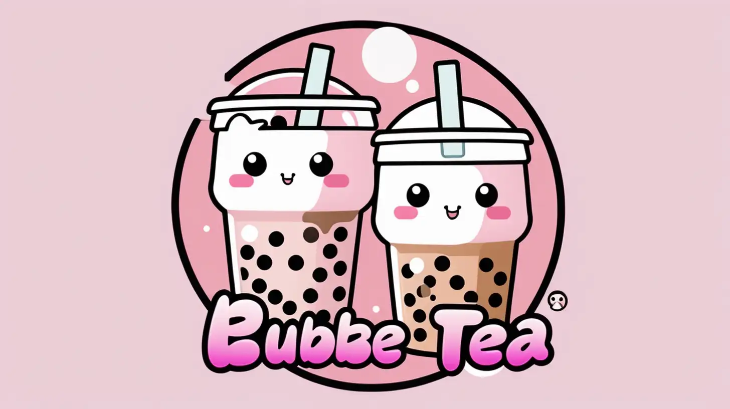 bubble tea logo with the tittle "Rika" in the middle on top and pink cartoonist cute background. Make it cartoon like. More cute and cool.
