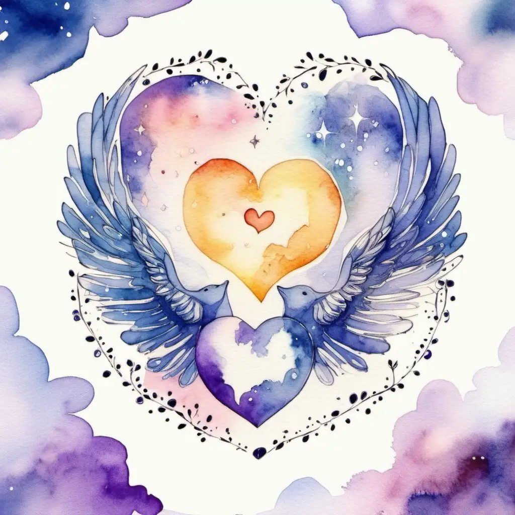 Heavens in your heart watercolour logo
Beautiful magical enchantment simple 
