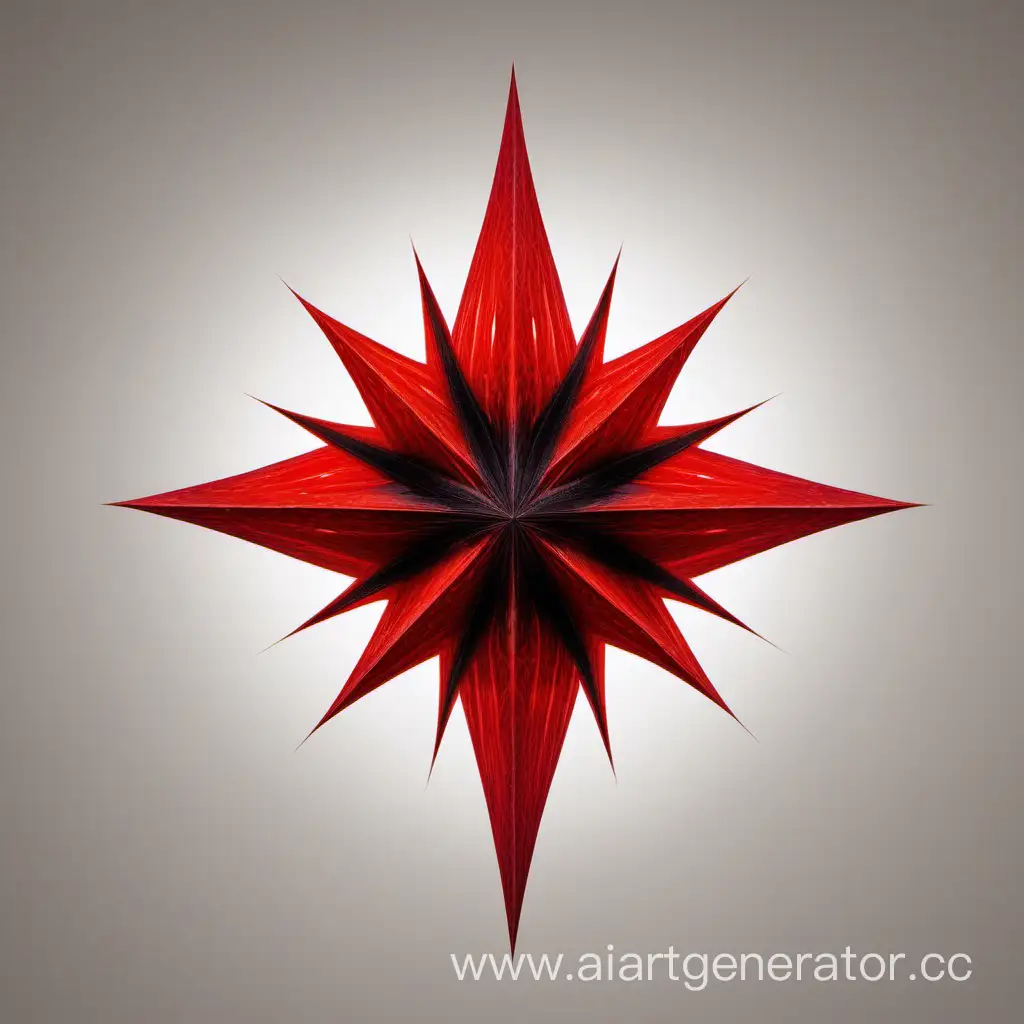 A scarlet star with black edges