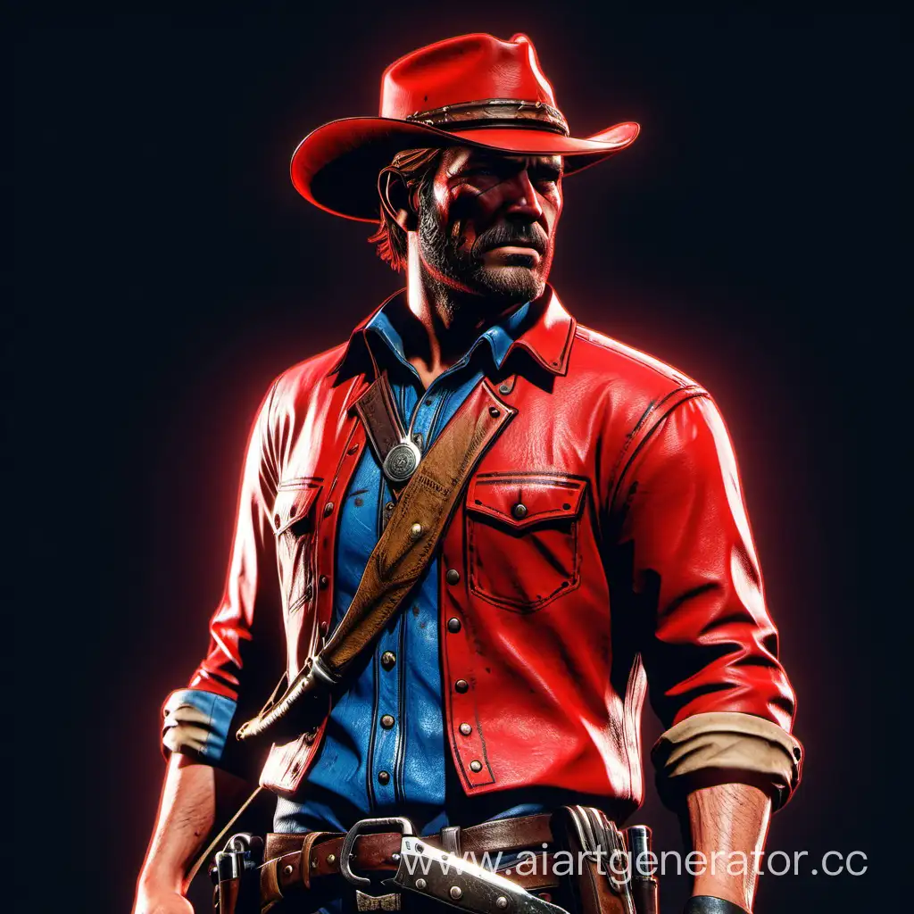 Neon-Red-Arthur-Morgan-Wild-West-Gunslinger-in-Vibrant-Urban-Setting