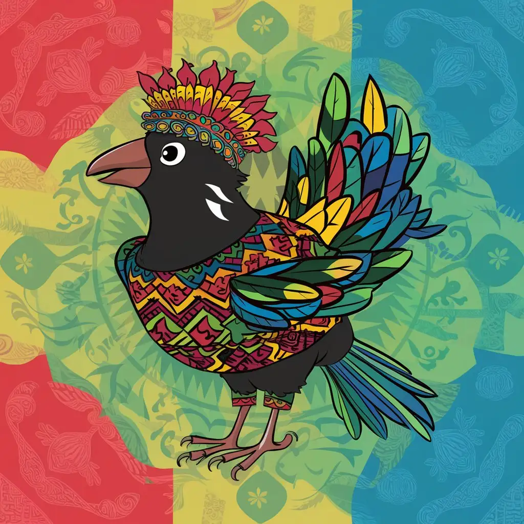 Lovebird Mascot Wearing Traditional Songket and Tanjak
