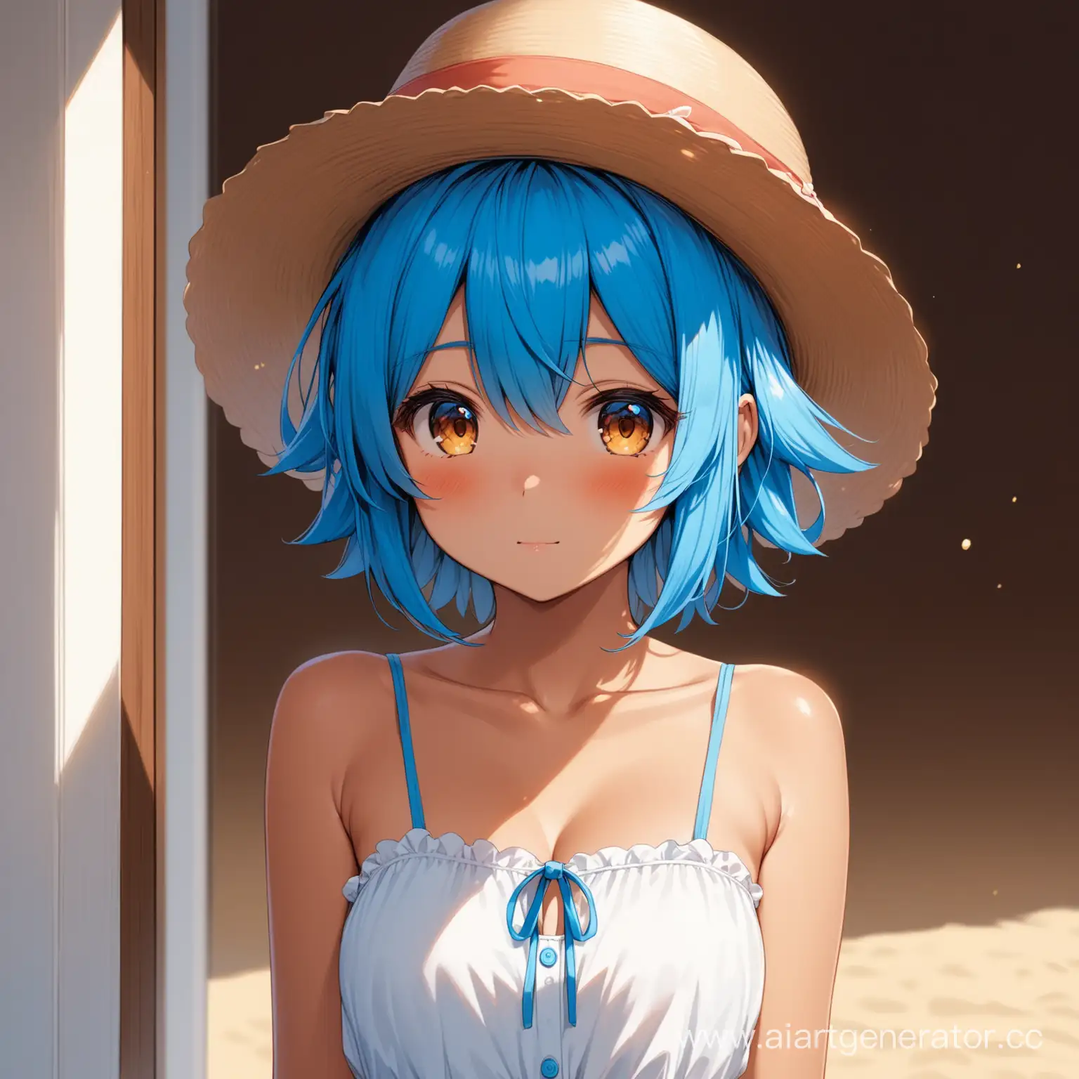 Cirno-Anime-Character-in-Elegant-Sundress-with-Stunning-Tan-Exquisite-Artwork