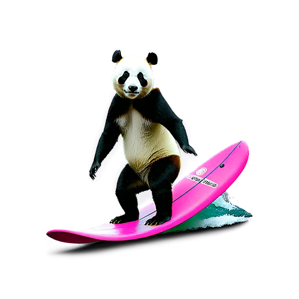 Vibrant-PNG-Image-Pink-Panda-Surfing-in-Waikiki-HighQuality-Digital-Art