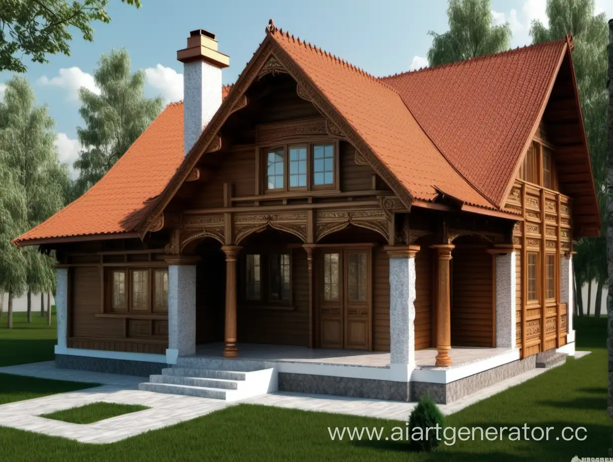 Ancient-Russian-Style-SingleStorey-Frame-Country-House