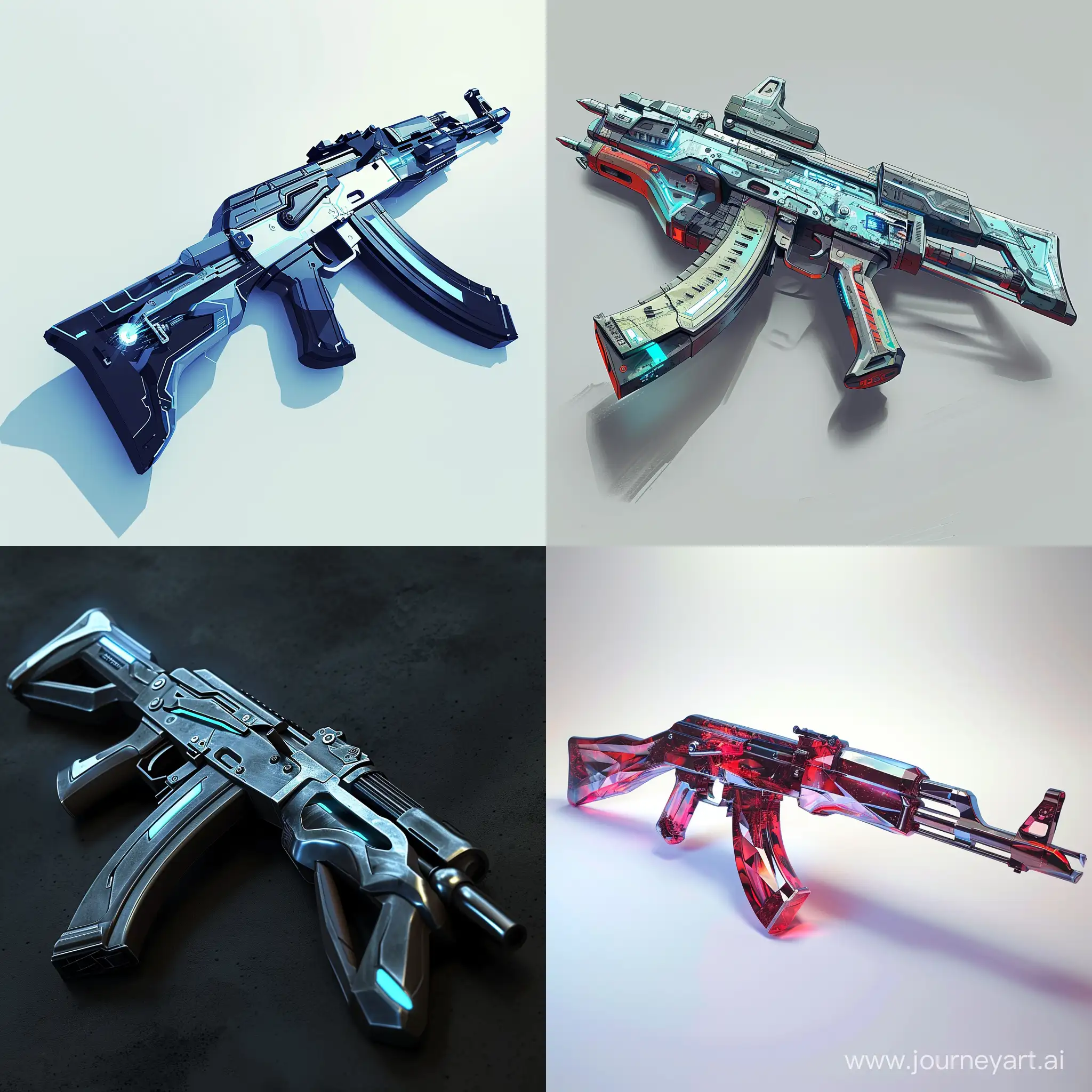Futuristic AK-47, unusual shapes, artstation, DeviantArt, science fiction --v 6 