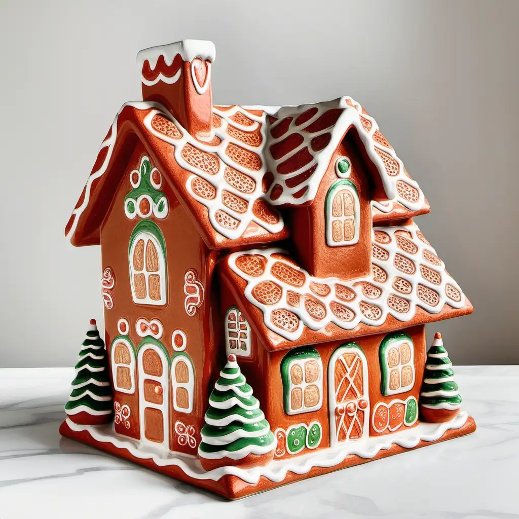 Vibrant Ceramic Gingerbread Color House Art