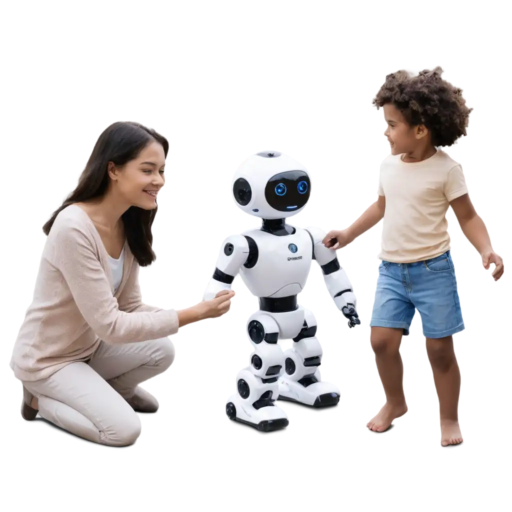 AI-Robot-Playing-with-Children-in-a-House-Engaging-PNG-Image-for-Interactive-Websites-and-Educational-Resources