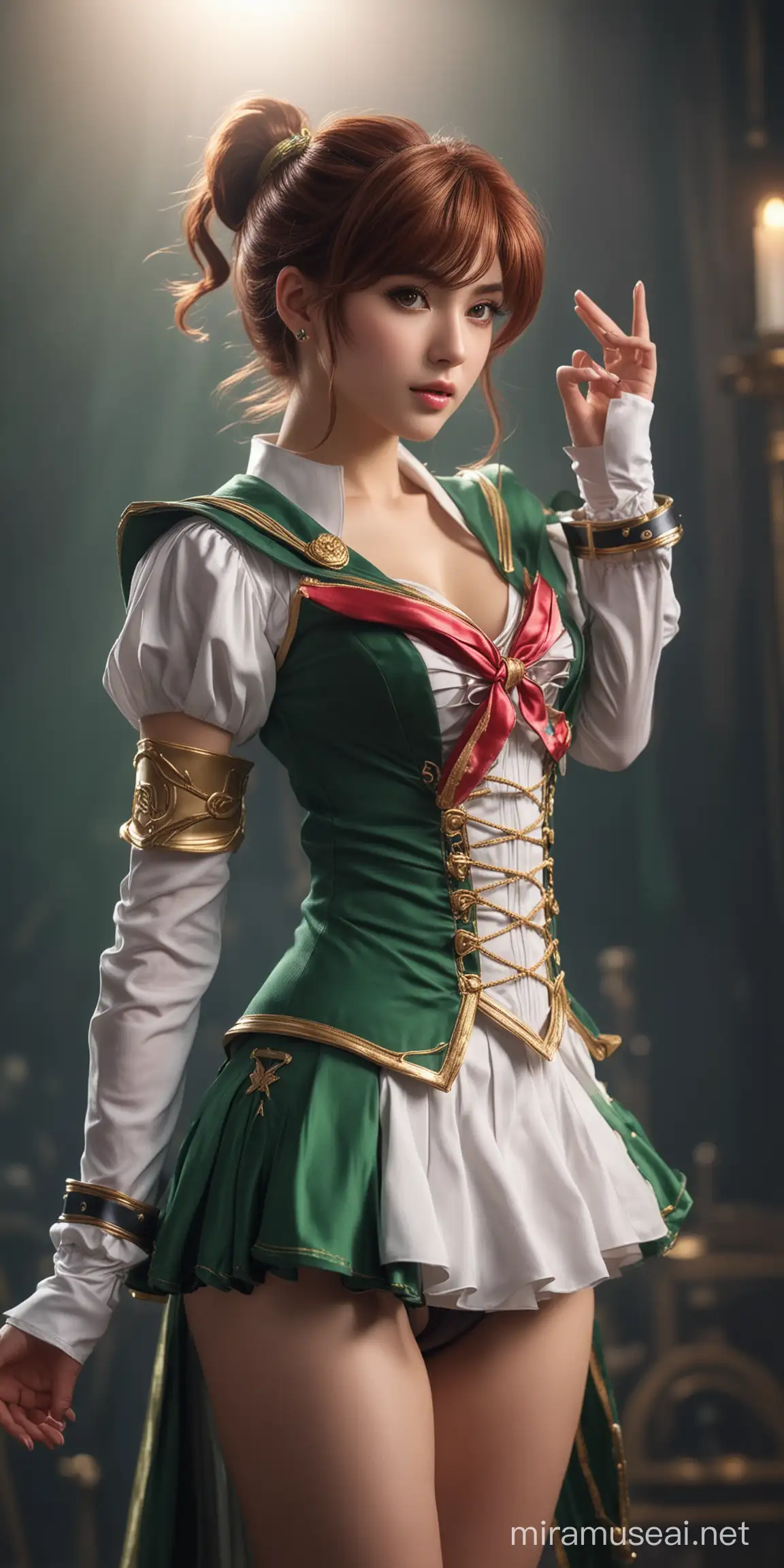 Elegant Empress Sailor Jupiter Poses in Cinematic Studio Lighting