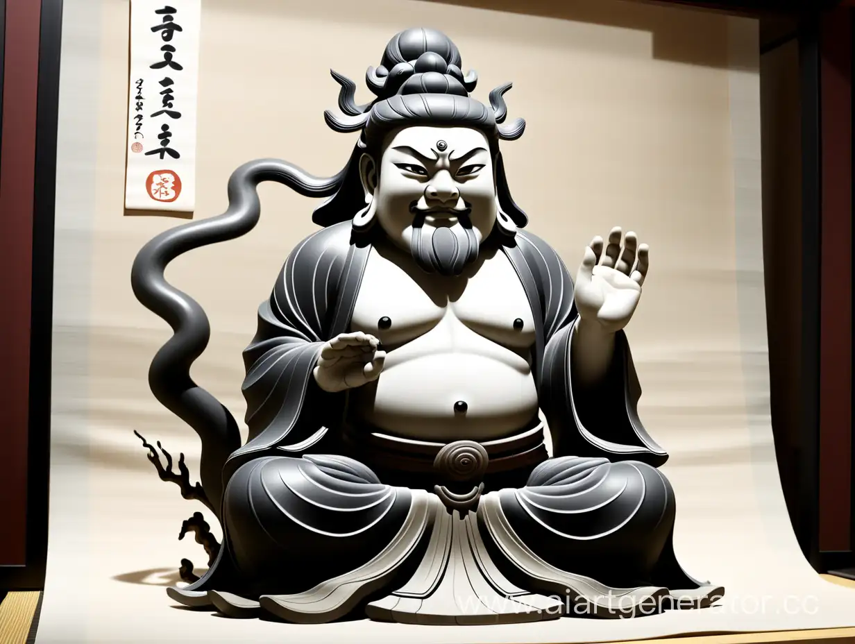 Majestic-Sumie-Deity-Painting-in-Tranquil-Monochrome-Harmony