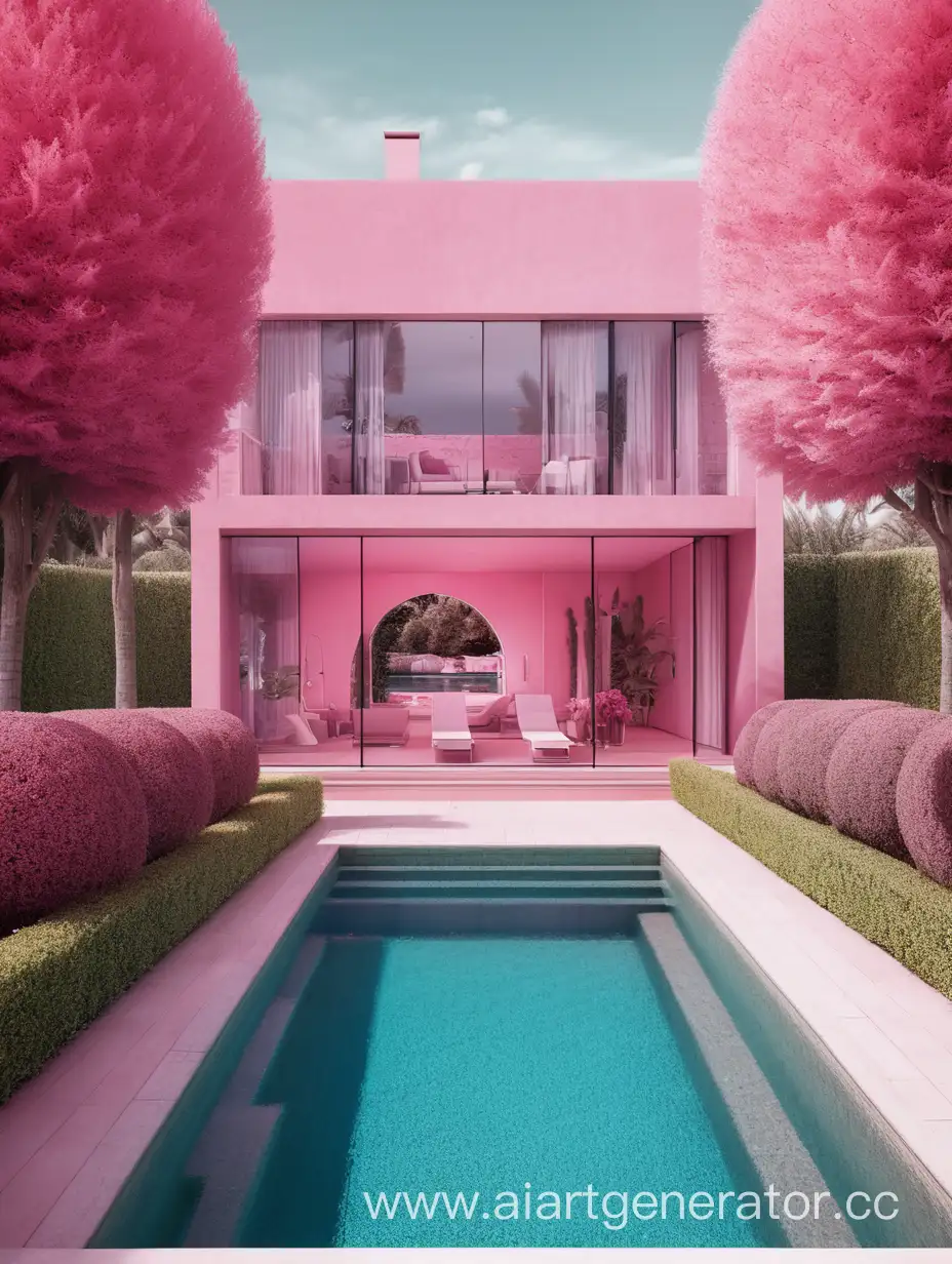Luxurious-Villa-with-Pool-Surrounded-by-Vibrant-Pink-Gardens