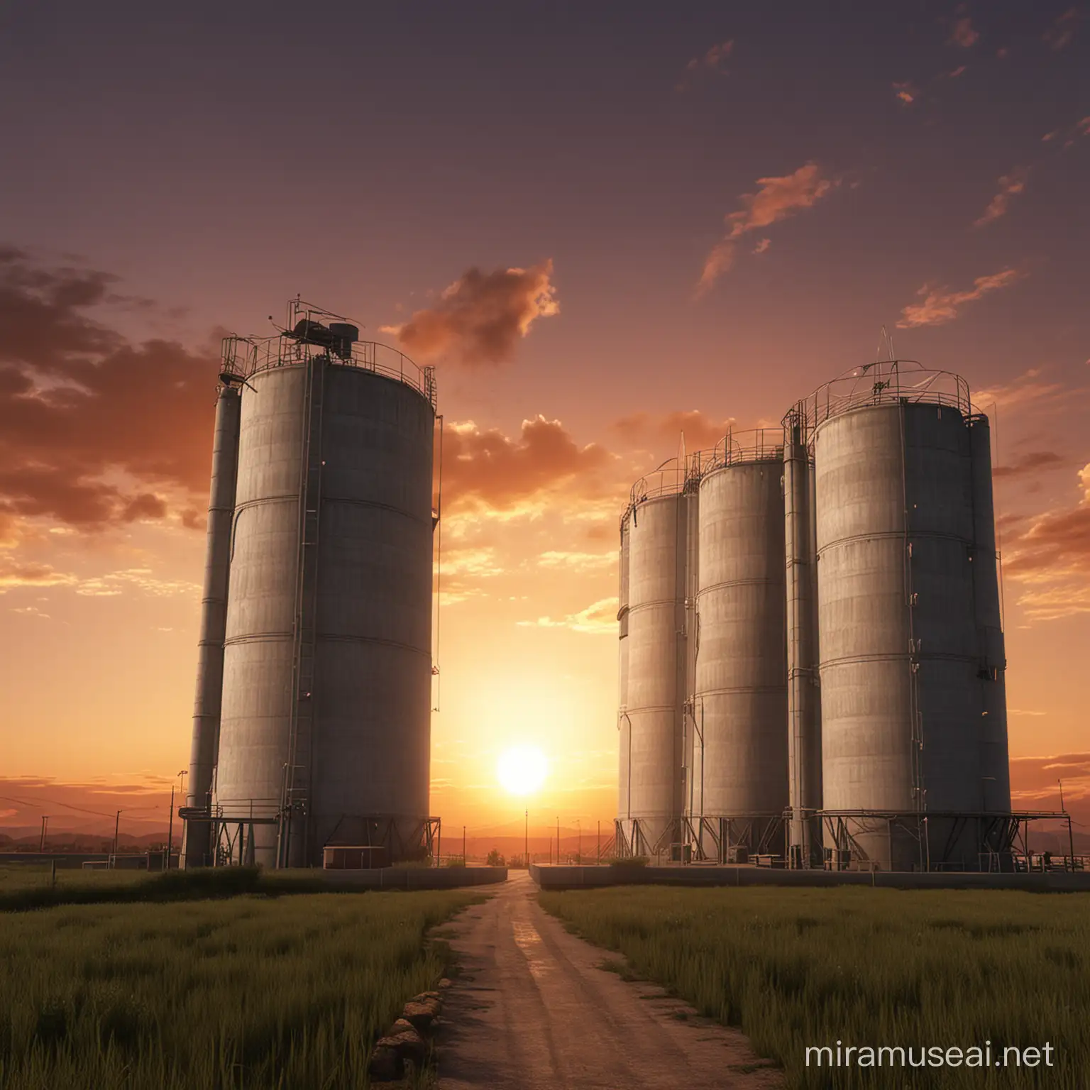ICBM silos in a remote location, sunset ambience, HD, realistic