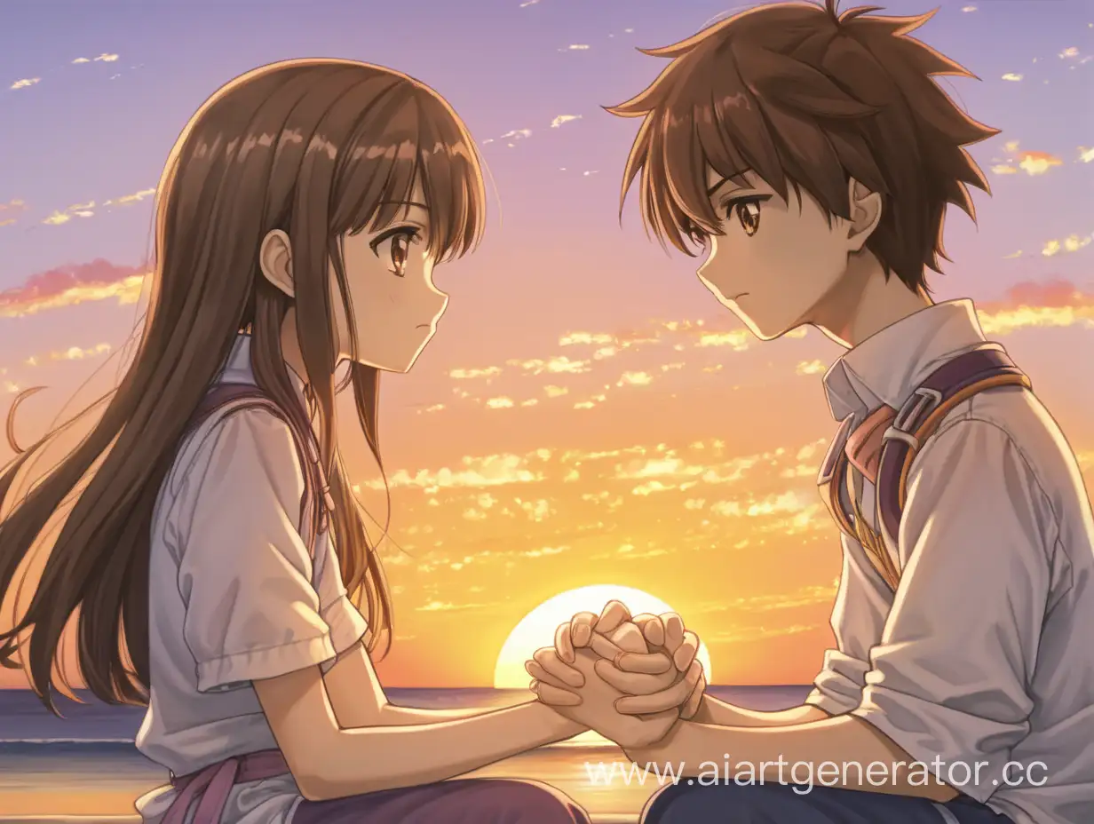 Sister-and-Brother-Embrace-in-Anime-Sunset