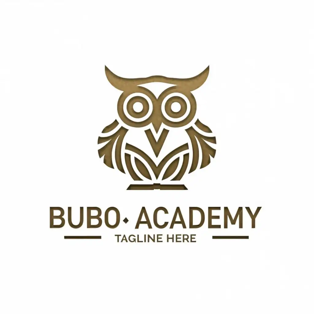 a logo design,with the text "bubo academy", main symbol:owl and book,complex,be used in Education industry,clear background