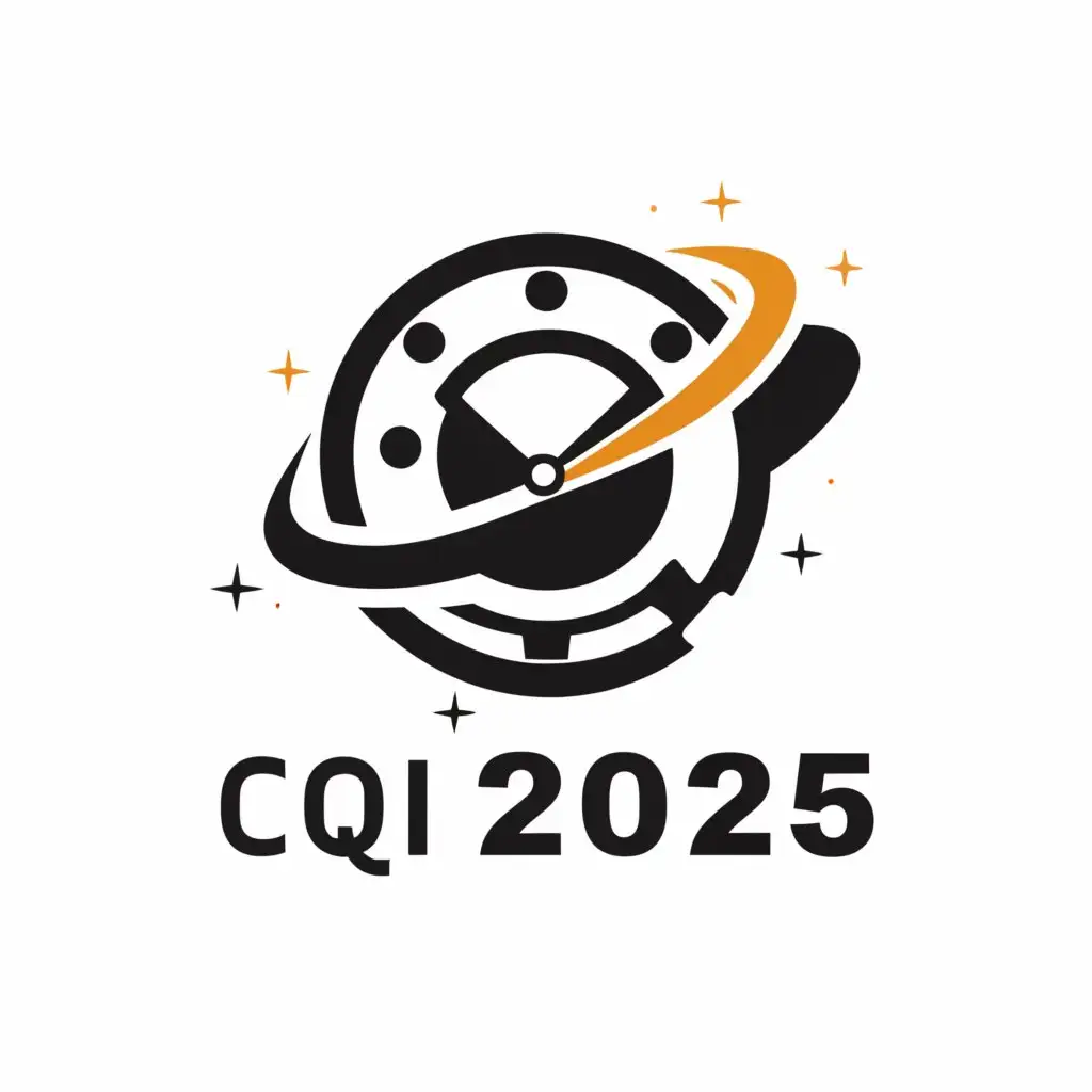 a logo design,with the text "CQI 2025", main symbol:clock, black hole,Moderate,clear background