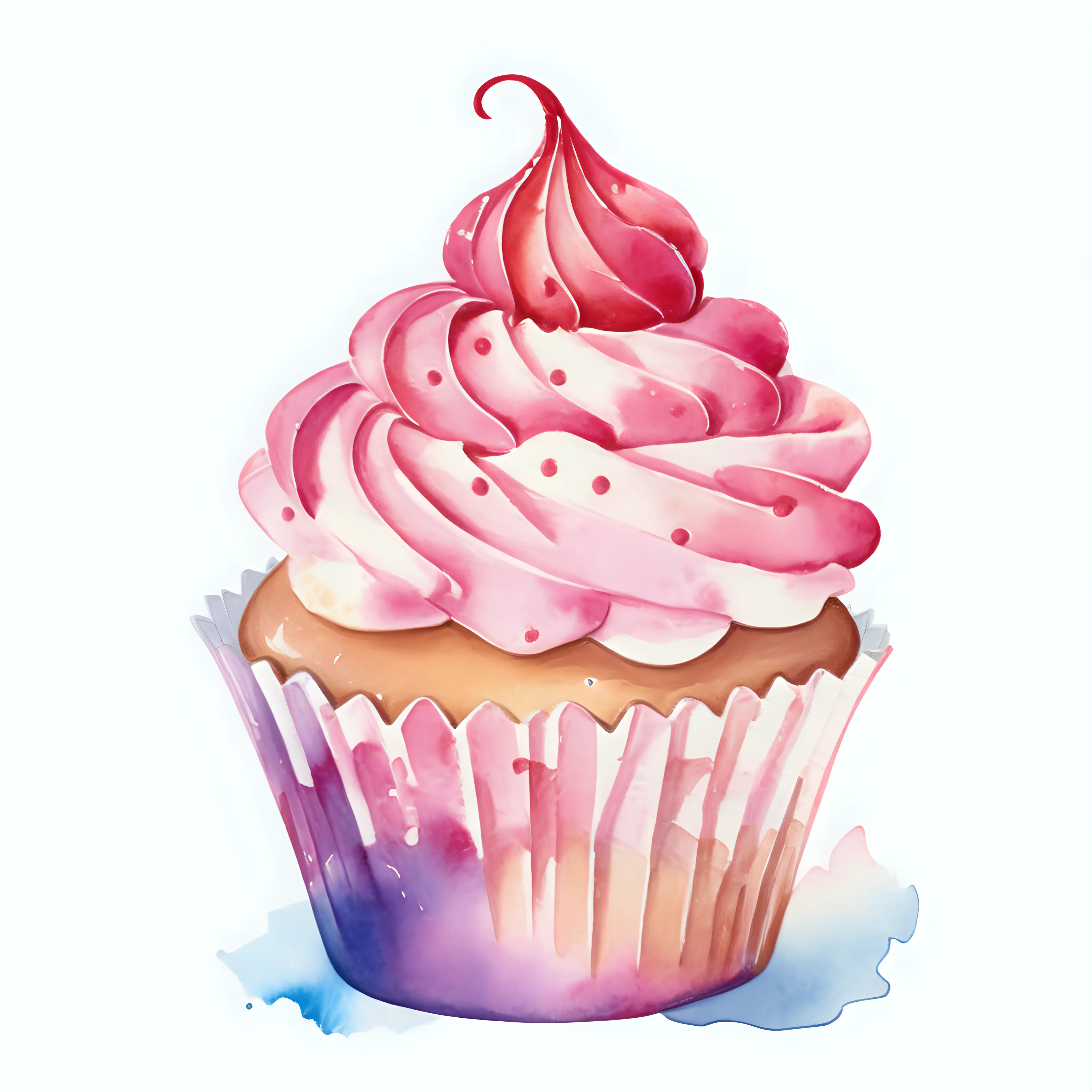 single watercolor styled cupcake 