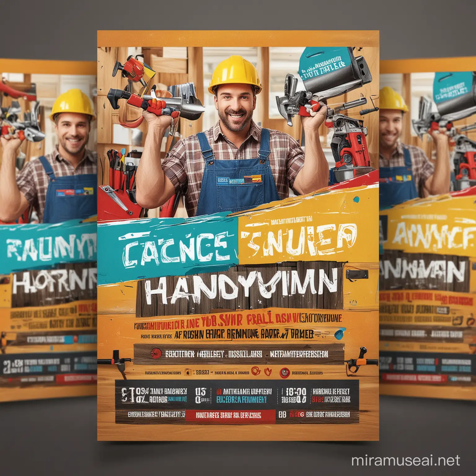 Vibrant Handyman Services Flyer Colorful Fun and EyeCatching Template